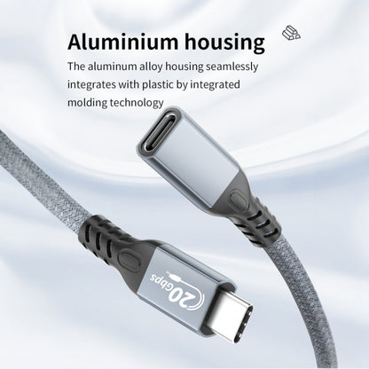 Extensión USB C | 60cm / 150cm / 200cm | USB C Hembra -> USB C Macho | 20Gbps | Gris | CCE-CUS-32