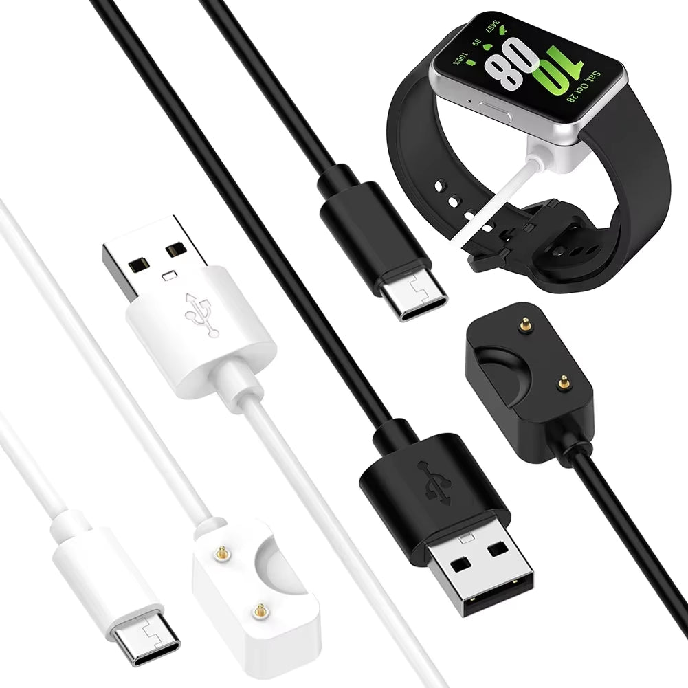 Cable/Clip para Cargar Relojes Samsung Galaxy Fit 3 | USB C / USB A | 1 Metro | Negro / Blanco | CCE-CUS-43