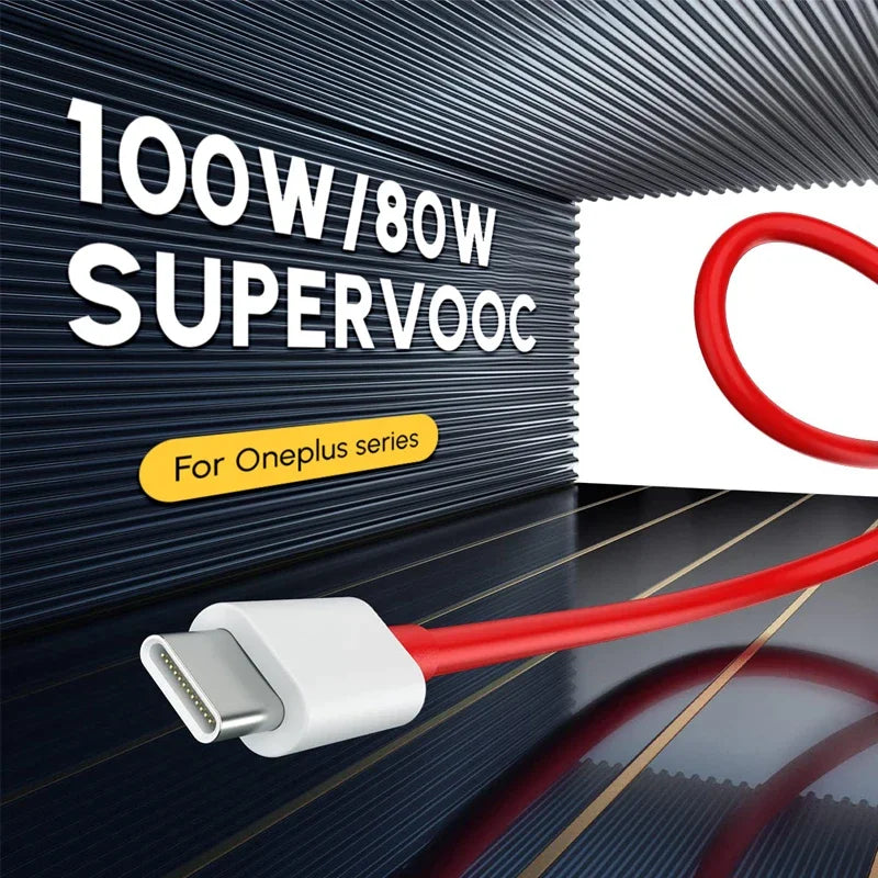 Cable USB para OnePlus | 100W SUPERVOOC | 100cm / 200cm | USB A / USB C | Rojo | CCE-CUS-48