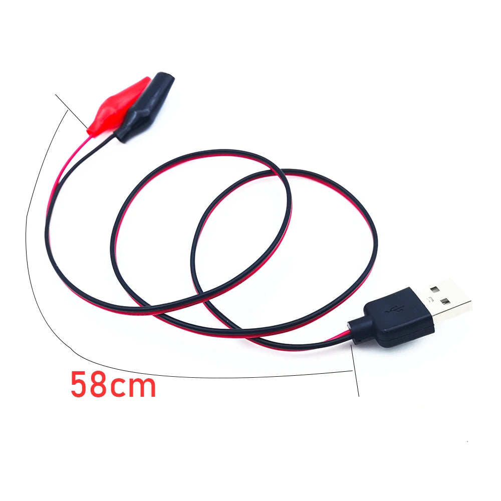 Cable USB a Pinzas Cocodrilo | USB Tipo A Macho | Pruebas y Alimentación | CE-CUS-06