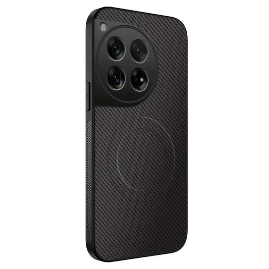 Estuche / Funda Protectora para OnePlus 12 | Diseño Fibra de Carbono con Aro Magnético | Negro | CCE-EST-33