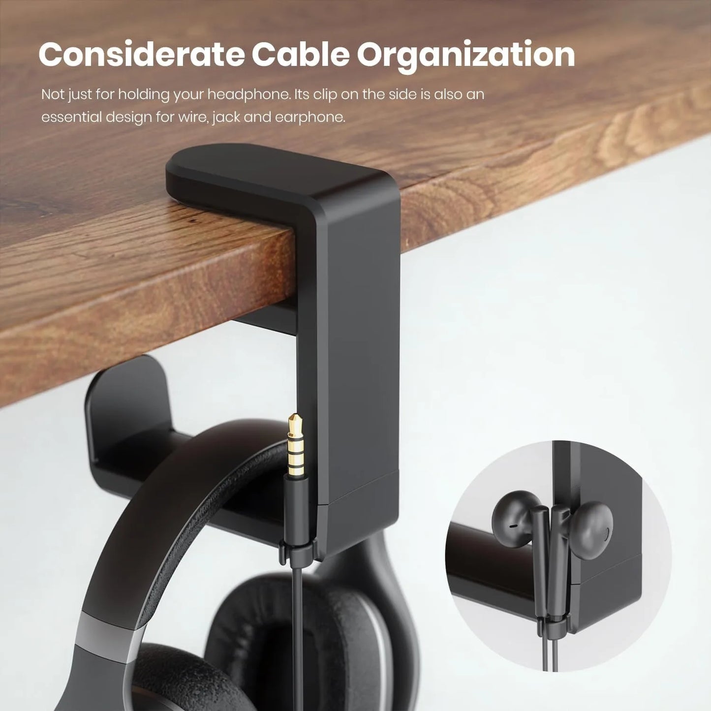Holder para Audífonos / Headsets | Giratorio 360 Grados | Sin Perforación | CCE-HLD-06
