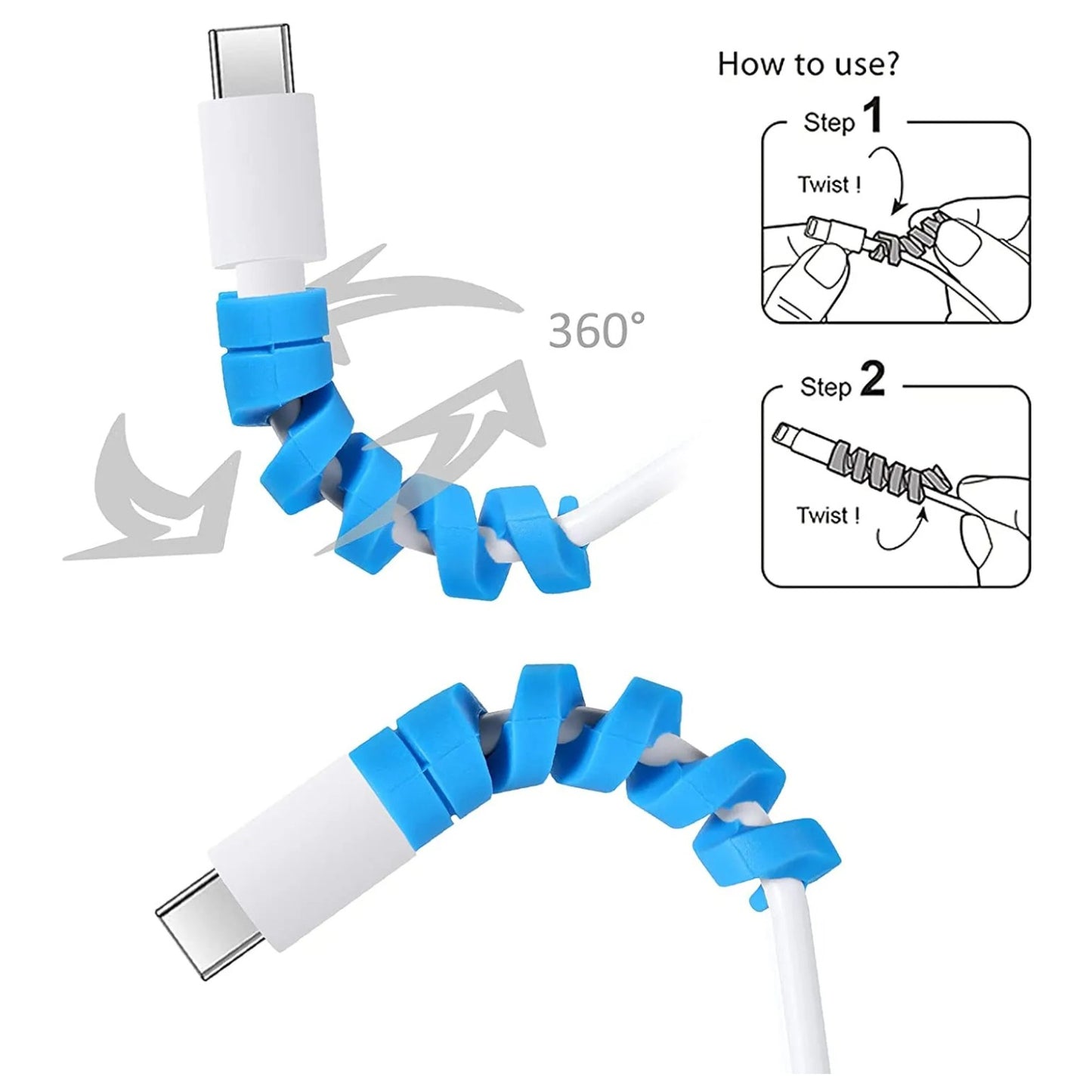 Protector para Cable en Espiral | 4 Pack | Plástico | CCE-ORG-09