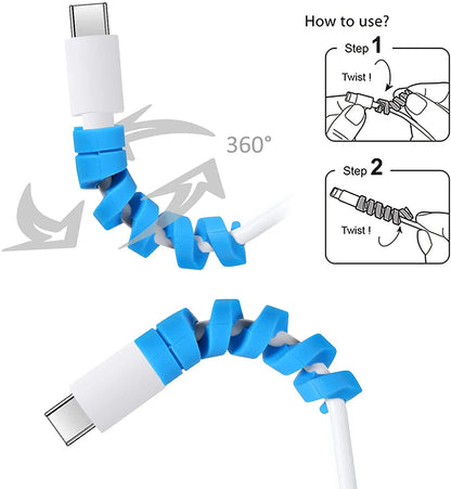 Protector para Cable en Espiral | 4 Pack | 6 Colores | Plástico | CCE-ORG-09
