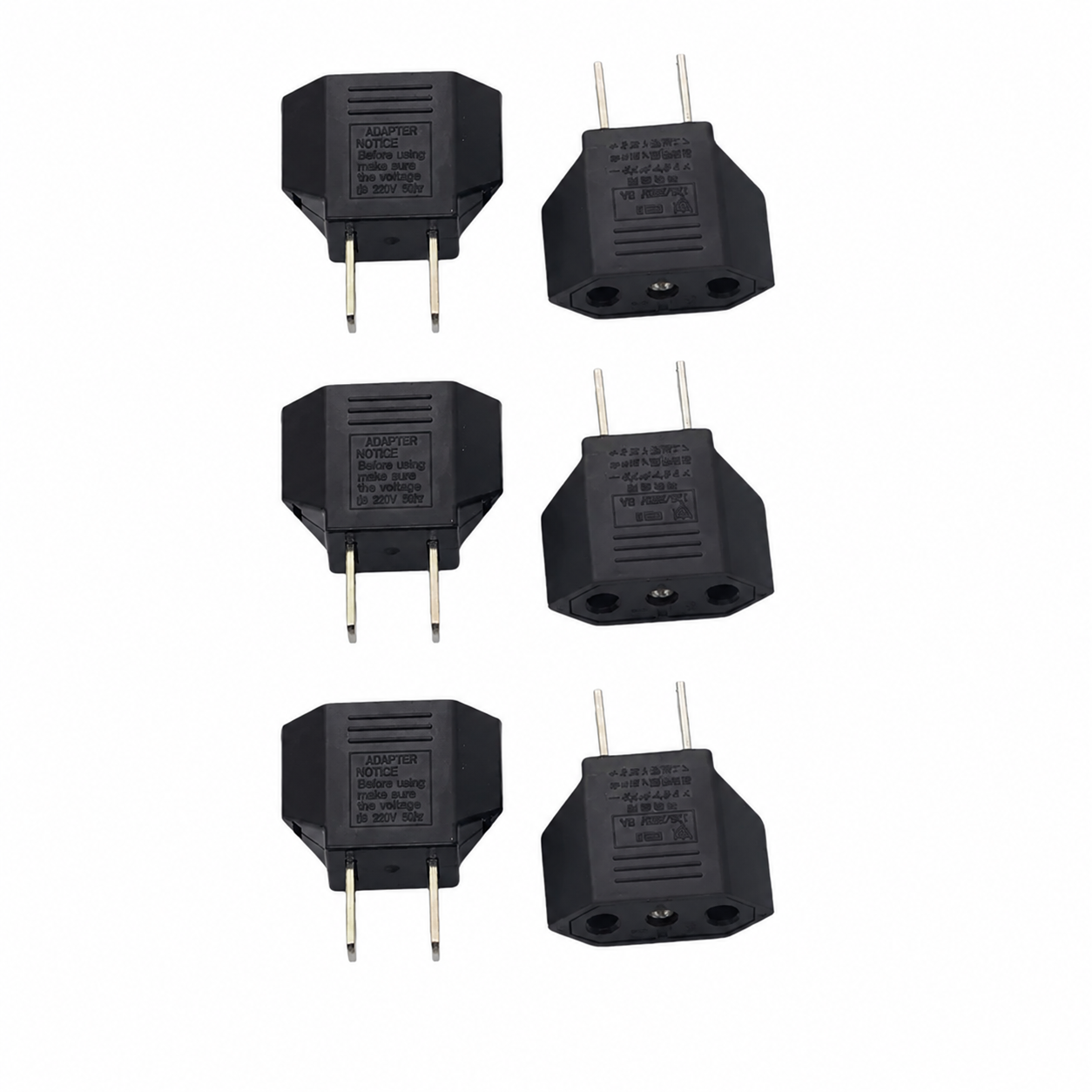 Adaptador Eléctrico | 6 Pack | Conector Europeo -> Conector Americano | 110V / 6A | CE-AD-25