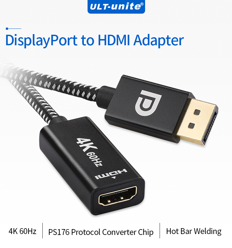 Adaptador DisplayPort - HDMI | ULT-unite | 4K / 60Hz | 20cm | PS176 | CE-AD-30