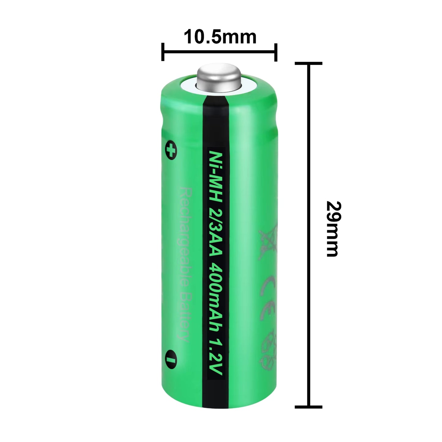 Pila - Batería 2/3 AAA | Recargable | 1.2V / 400mAh | CE-BAT-39