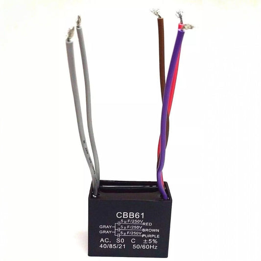 Capacitor / Condensador de Arranque CBB61 | 5 Cables / 5uF + 5uF + 5uF | Uso en Ventiladores | CE-CAP-09