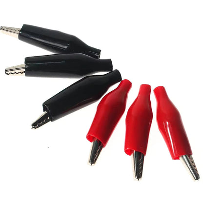 Clip Lagarto / Pinza Eléctrica con Aislante | 5A | 2 Pack / Rojo + Negro | 35mm x 45mm | CE-EMP-19