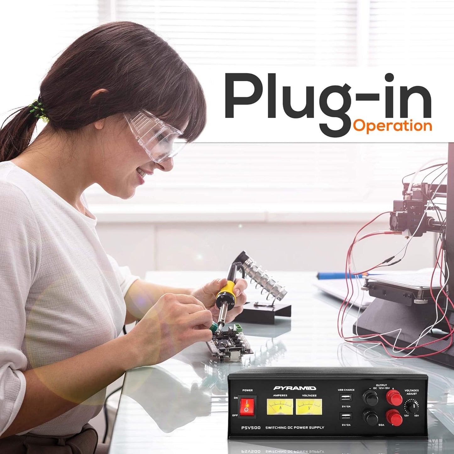 Fuente de Poder Ajustable Pyramid PSV500 | 12-15V / 50A | Con Puertos USB | CE-FPR-06