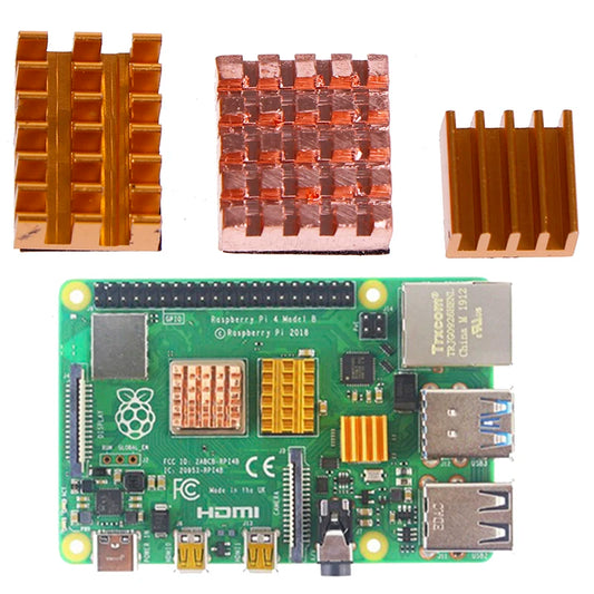 Set de 3 Heatsinks / Disipadores de Calor con Thermal Pad Adhesivo para Raspberry Pi 4 Model B | CE-HTS-02