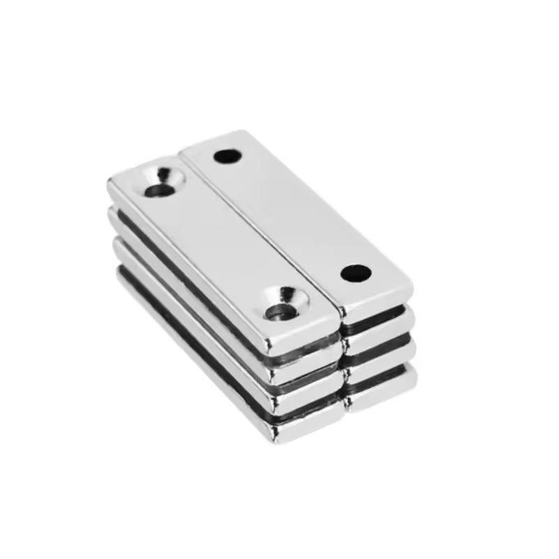 Imanes N35 con agujeros para atornillar | Prismas / 40mm x 10mm x 3mm | CE-IMN-06