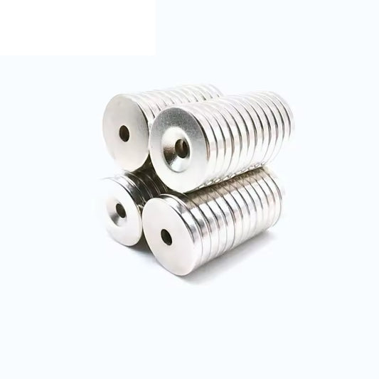 Imanes N35 con agujero para atornillar | 2 Pack | Discos / 20mm x 5mm | CE-IMN-26