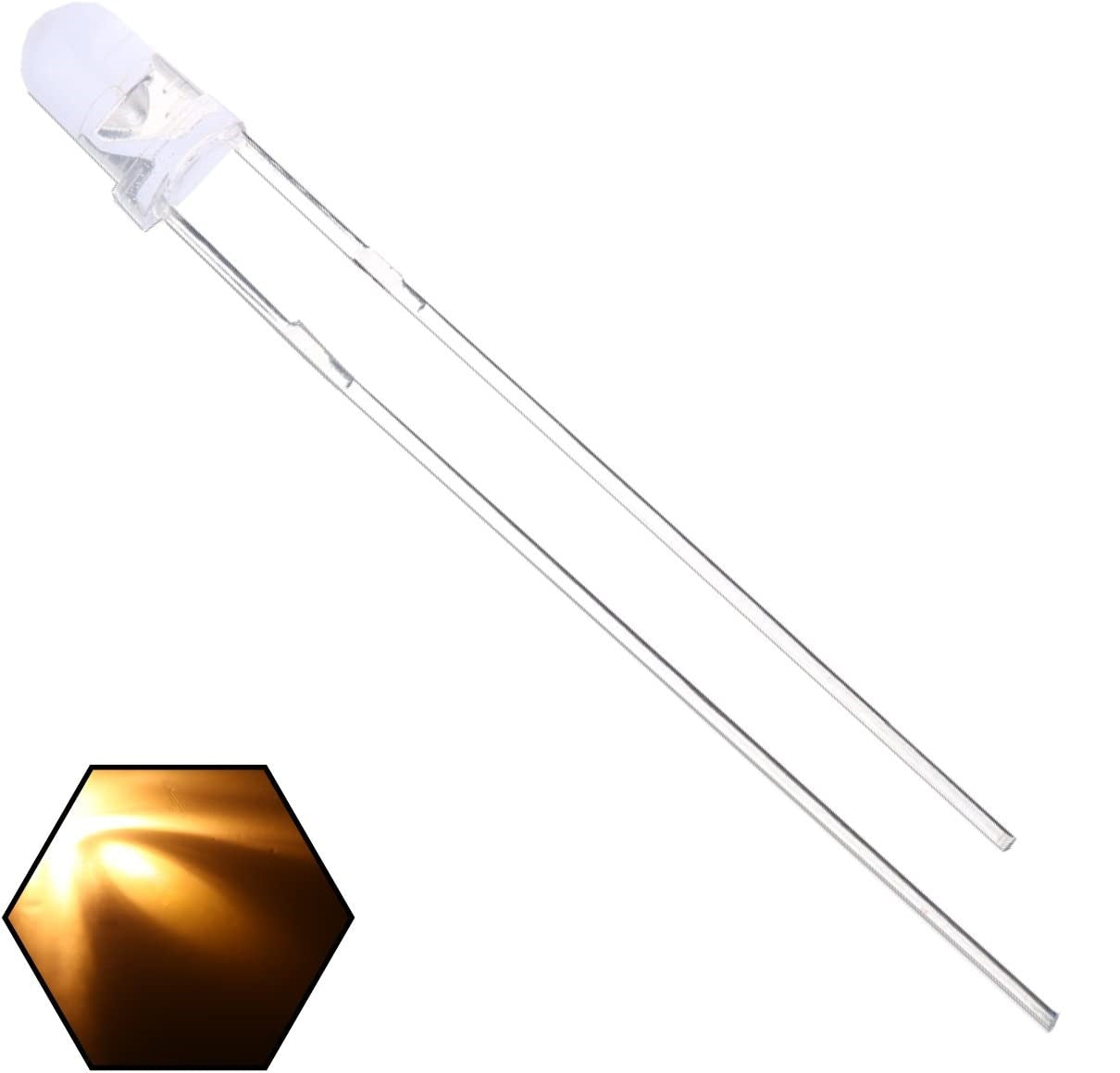 LED / Diodo Emisor de Luz | 10 Pack | Blanco Cálido | Súper Brillante | 3mm | CE-LED-15