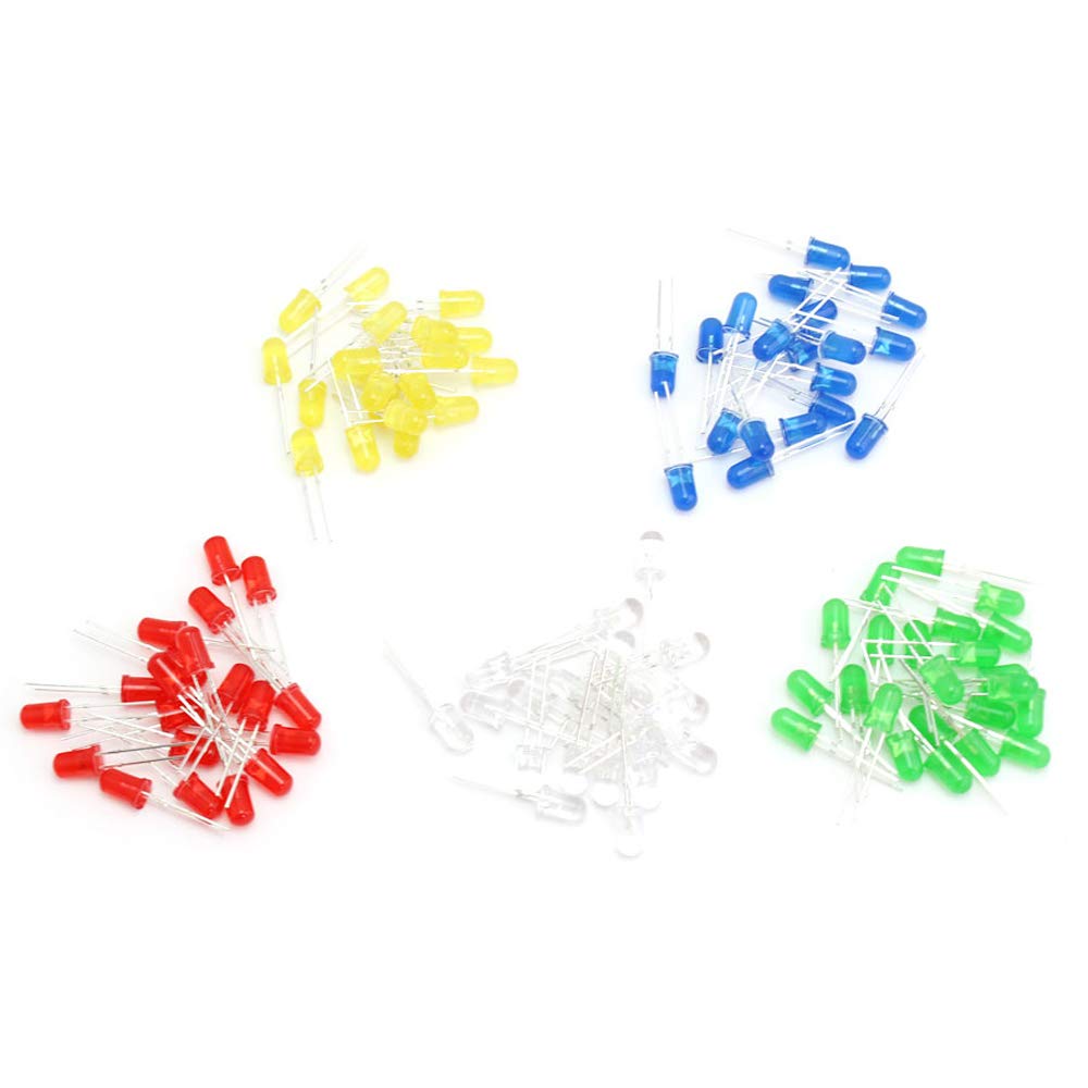 LED / Diodo Emisor de Luz | 200 Pack | Incluye Estuche | 5 Colores | 3mm + 5mm | CE-LED-20