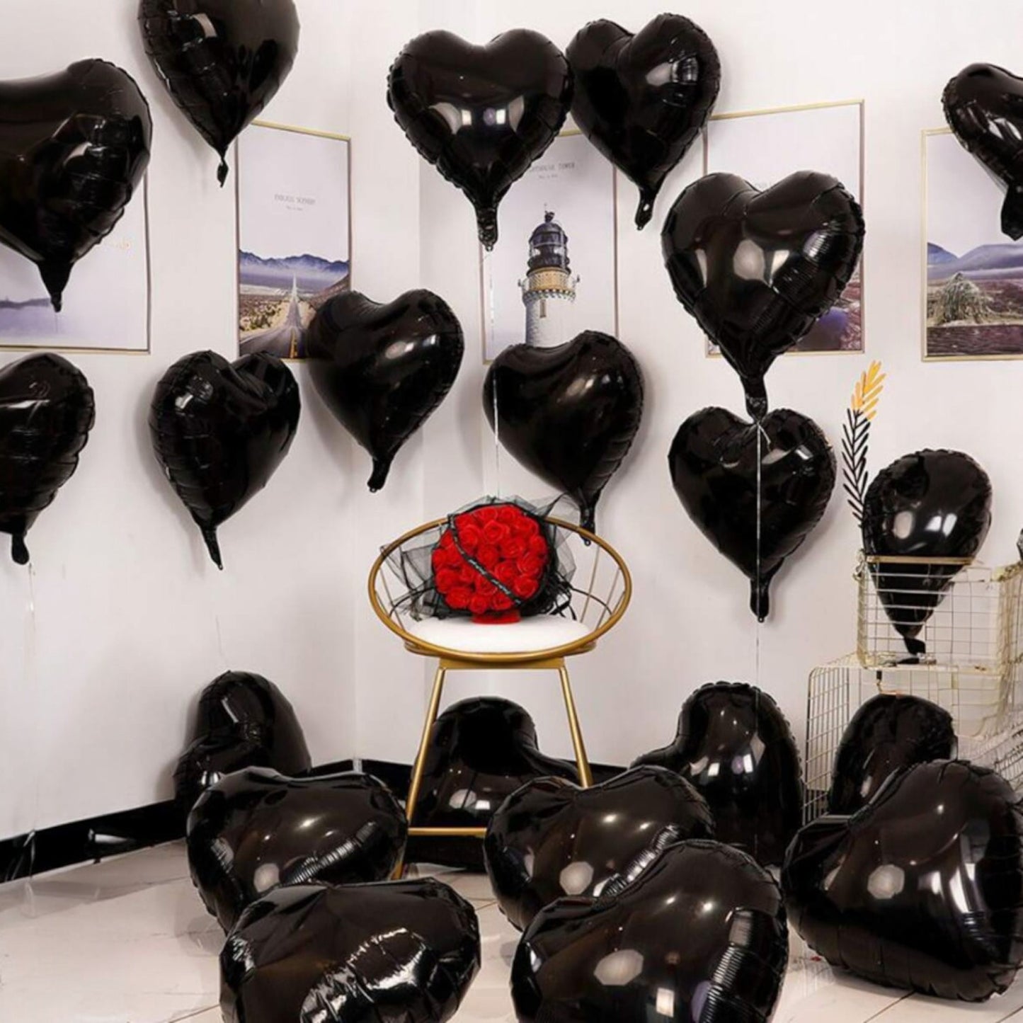 Set de 10 Globos con Forma de Corazón | 18 Pulgadas | Rojo / Negro / Plateado / Champán / Rosado / Dorado / Azul | CGF-GLB-21