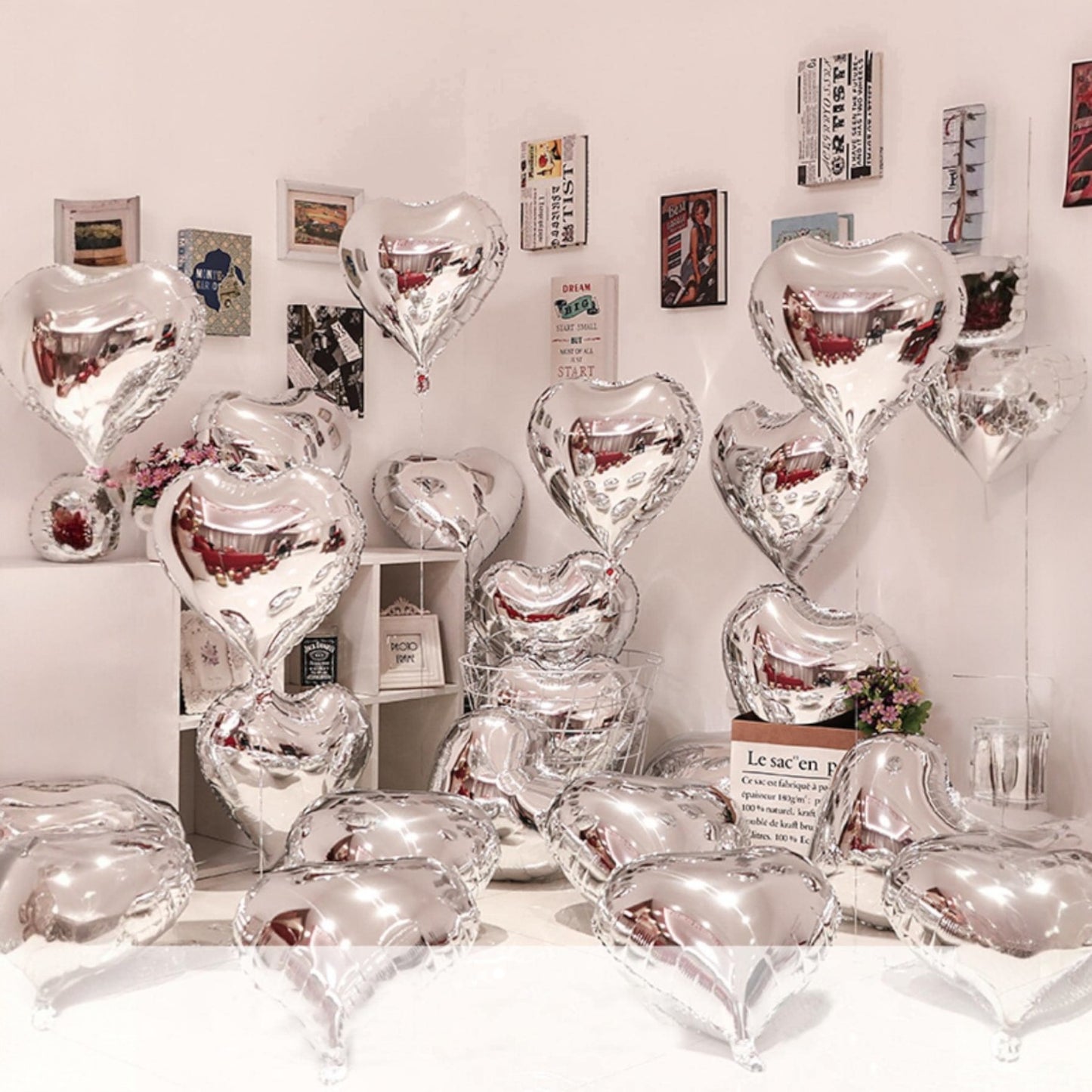 Set de 10 Globos con Forma de Corazón | 18 Pulgadas | Rojo / Negro / Plateado / Champán / Rosado / Dorado / Azul | CGF-GLB-21