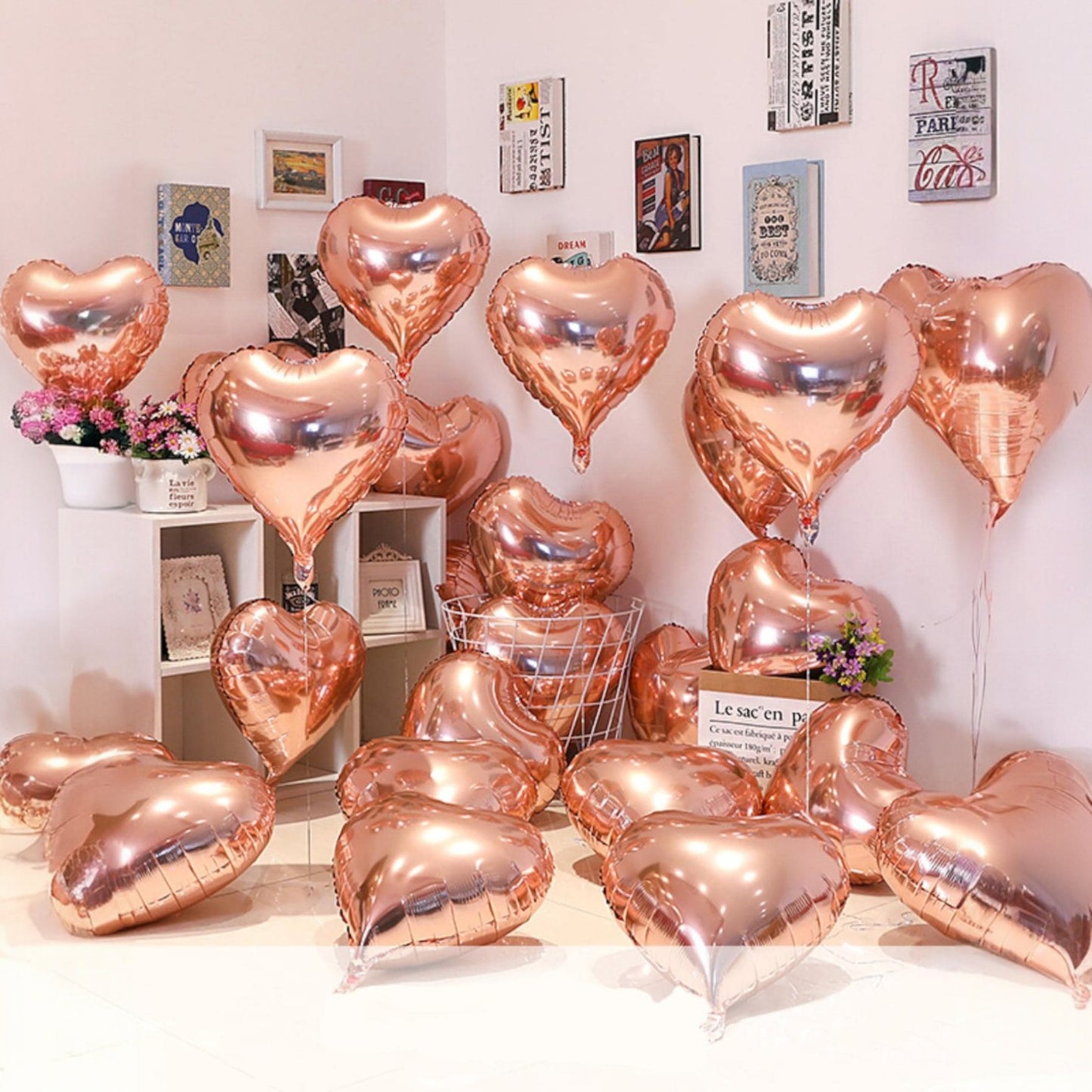 Set de 10 Globos con Forma de Corazón | 18 Pulgadas | Rojo / Negro / Plateado / Champán / Rosado / Dorado / Azul | CGF-GLB-21