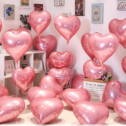 Set de 10 Globos con Forma de Corazón | 18 Pulgadas | Rojo / Negro / Plateado / Champán / Rosado / Dorado / Azul | CGF-GLB-21