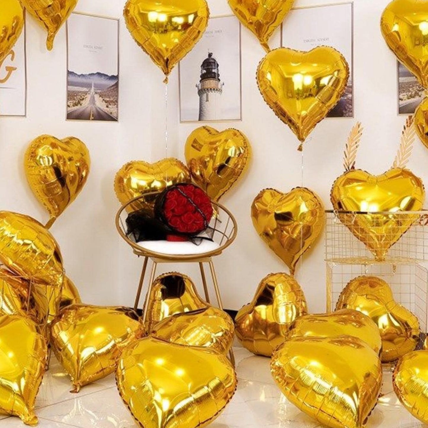 Set de 10 Globos con Forma de Corazón | 18 Pulgadas | Rojo / Negro / Plateado / Champán / Rosado / Dorado / Azul | CGF-GLB-21