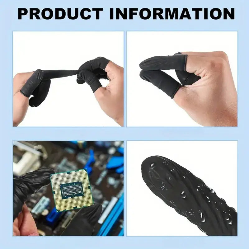 Protectores para Dedos | 10 Pack | Negro | Látex | CHO-ACD-03