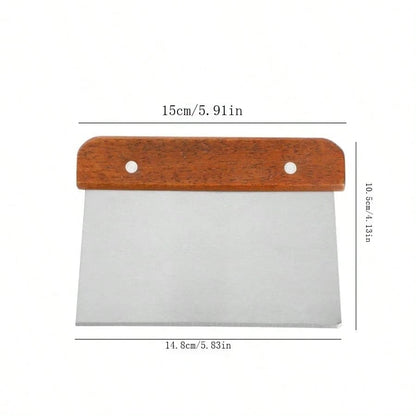 Rasqueta / Espátula / Cortador de Masa | Acero Inoxidable con Puño de Madera | CHO-ESP-01