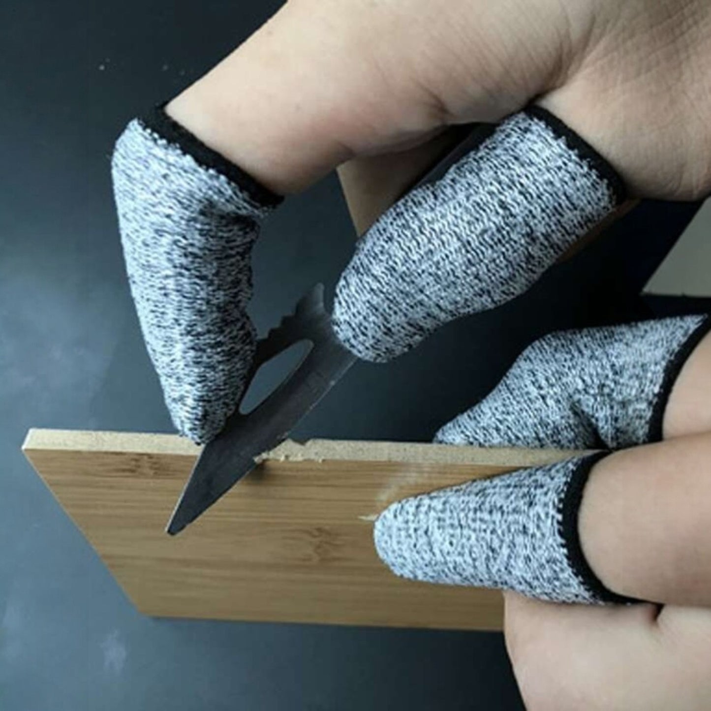Guante para Dedo Anticorte Nivel 5 | 10 Pack | HPPE | Celeste / Gris / Negro | CHO-GNT-03