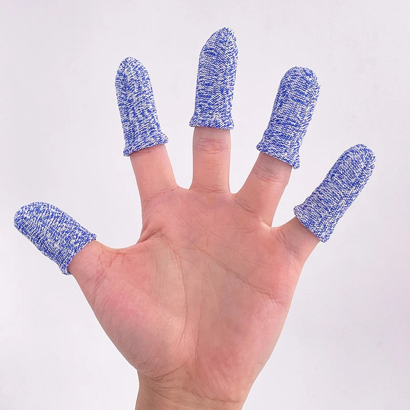 Guante para Dedo Anticorte Nivel 5 | 10 Pack | HPPE | Celeste / Gris / Negro | CHO-GNT-03