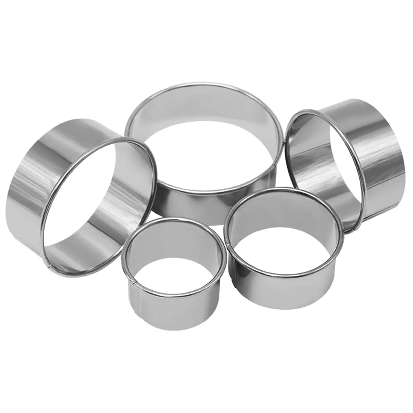 Set de Moldes / Cortadores de Masa Redondos | 5 Pack | Acero Inoxidable | 6cm a 10cm | CHO-MOL-04