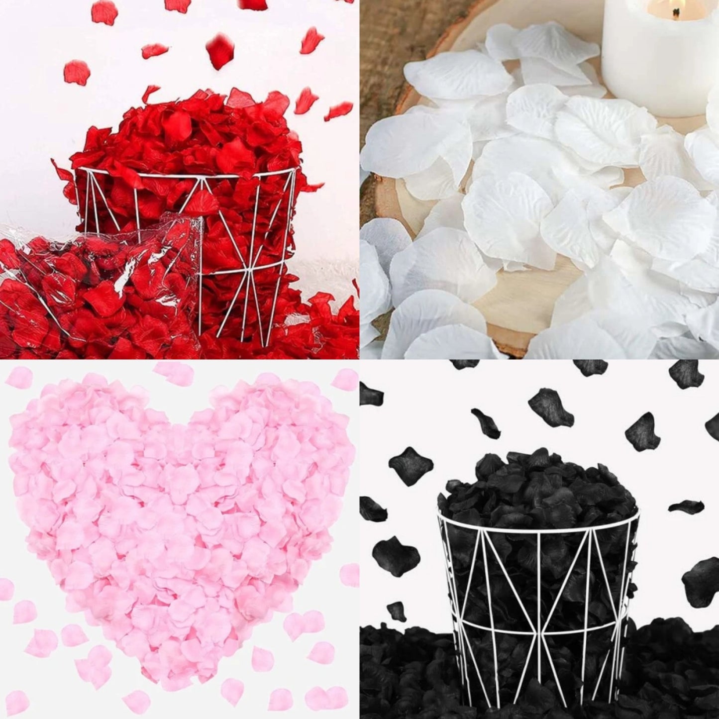 Pétalos Artificiales de Rosas | 1200 Pack | Rojo / Blanco / Negro / Rosado / Azul | CHO-PTL-01