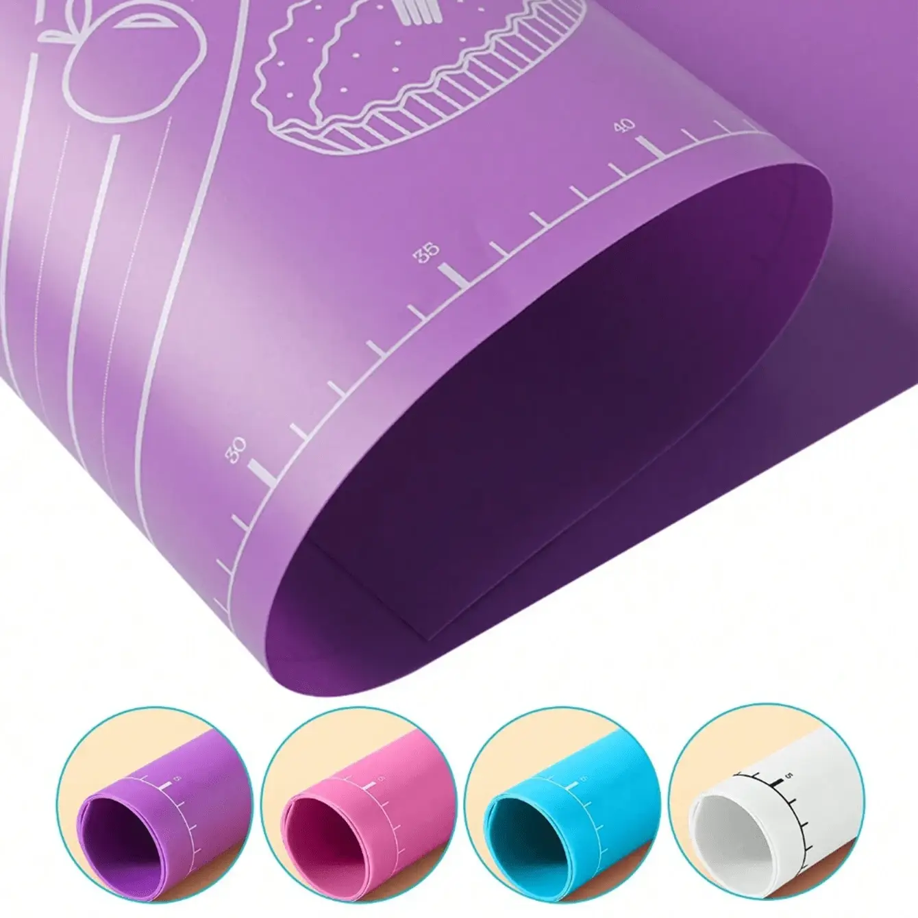 Tapete para Hornear | Silicona Antiadherente | M / L | Celeste / Blanco / Rosado / Morado | CHO-TAP-02