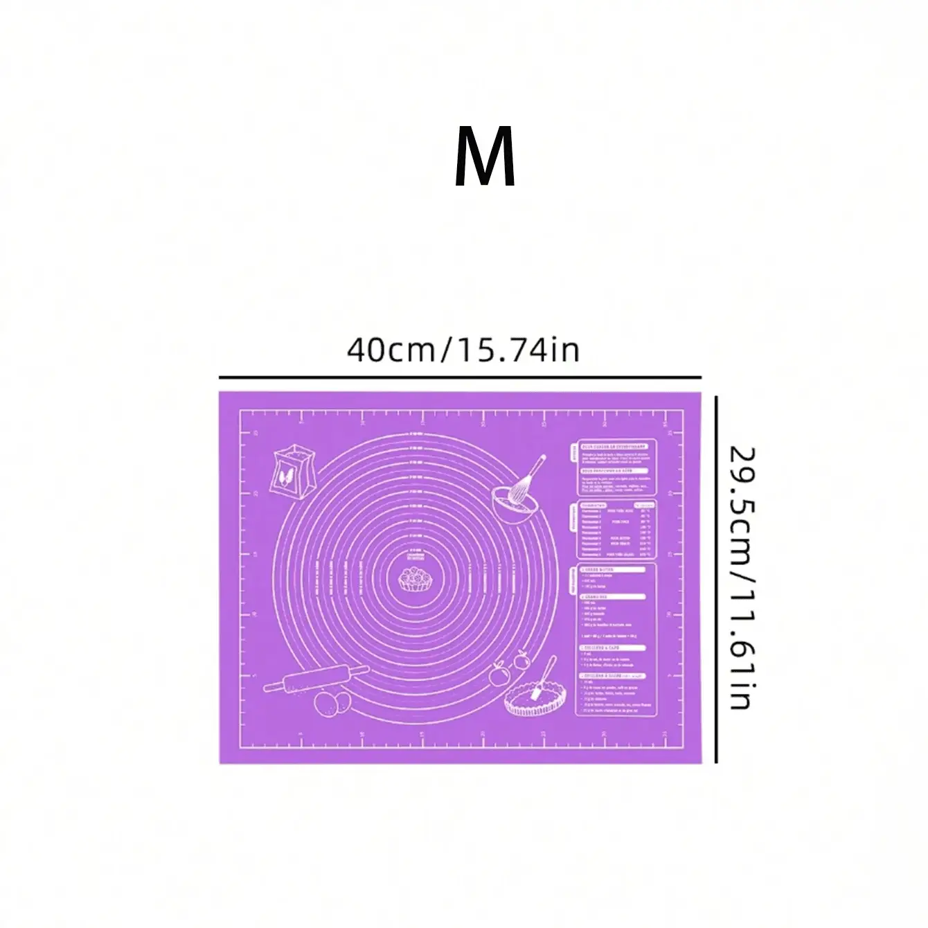 Tapete para Hornear | Silicona Antiadherente | M / L | Celeste / Blanco / Rosado / Morado | CHO-TAP-02