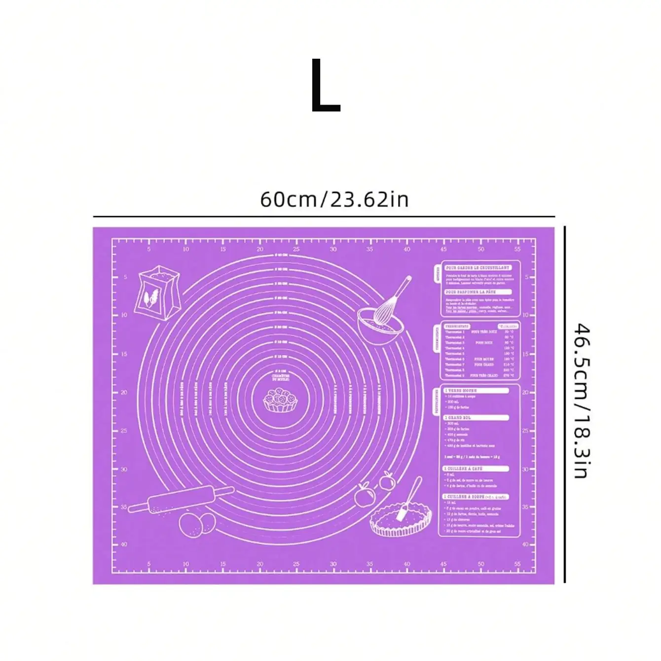 Tapete para Hornear | Silicona Antiadherente | M / L | Celeste / Blanco / Rosado / Morado | CHO-TAP-02