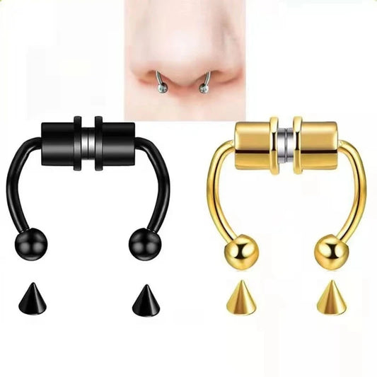 Simulador de Piercing Septum | Magnético | Negro / Plateado / Dorado / Tornasol / Bronce | Acero | CJM-ARE-05