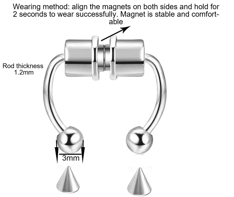 Simulador de Piercing Septum | Magnético | Negro / Plateado / Dorado / Tornasol / Bronce | Acero | CJM-ARE-05