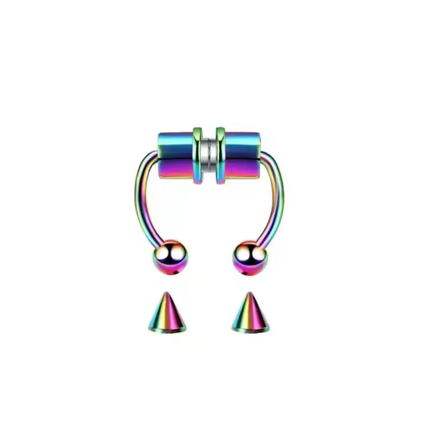 Simulador de Piercing Septum | Magnético | Negro / Plateado / Dorado / Tornasol / Bronce | Acero | CJM-ARE-05