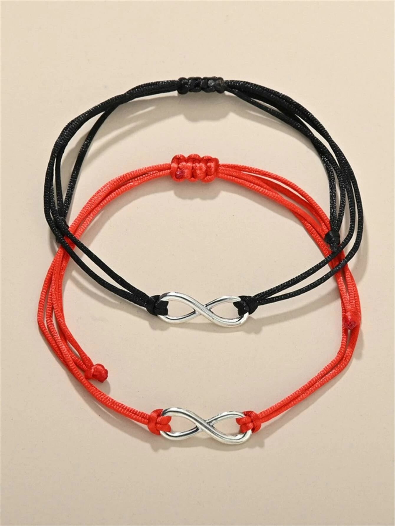 Set de 2 Pulseras para Parejas | Infinito | Negro - Rojo | CJM-CO-15