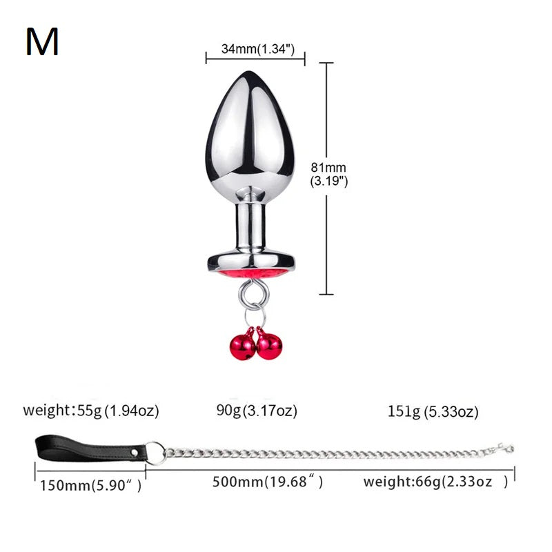 Butt Plug - Tapn Anal con Correa y Cascabeles | S / M / L | Metal | C Centroniks | Costa Rica Butt Plug - Tapn Anal con Correa y Cascabeles | S / M / L | Metal | C Centroniks | Costa Rica