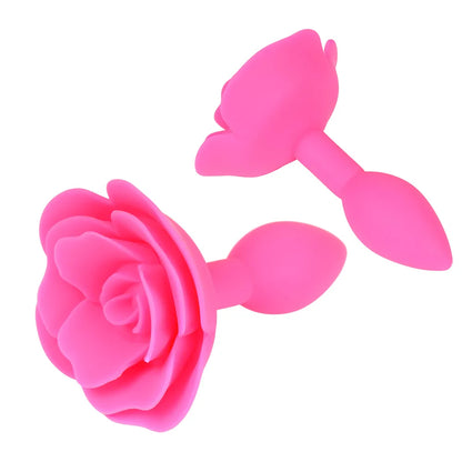 Butt Plug - Tapón Anal | Base con Forma de Rosa | 10.5cm / 3cm | Rosado | Silicona - Flexible | CJS-AP-44