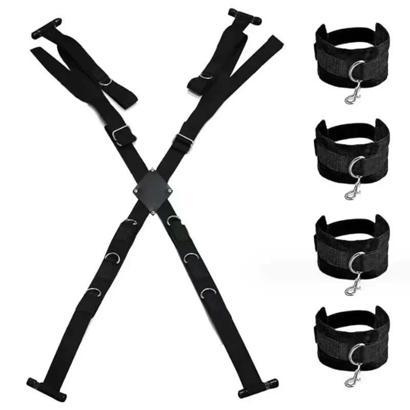 Arnés con Esposas para Puerta | Posiciones Sexuales / Bondage | Ajustable | Negro | CJS-AR-15