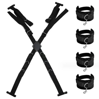 Arnés con Esposas para Puerta | Posiciones Sexuales / Bondage | Ajustable | Negro | CJS-AR-15