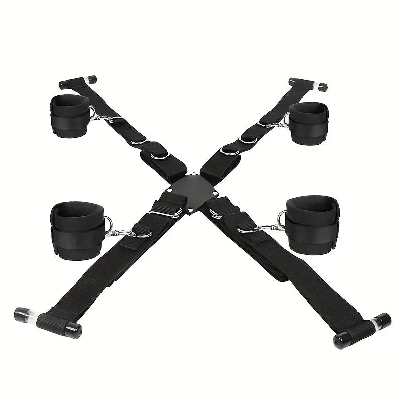 Arnés con Esposas para Puerta | Posiciones Sexuales / Bondage | Ajustable | Negro | CJS-AR-15