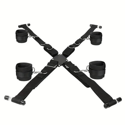 Arnés con Esposas para Puerta | Posiciones Sexuales / Bondage | Ajustable | Negro | CJS-AR-15