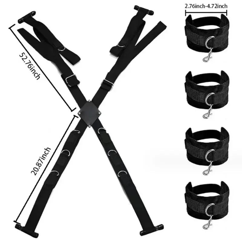 Arnés con Esposas para Puerta | Posiciones Sexuales / Bondage | Ajustable | Negro | CJS-AR-15