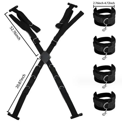 Arnés con Esposas para Puerta | Posiciones Sexuales / Bondage | Ajustable | Negro | CJS-AR-15