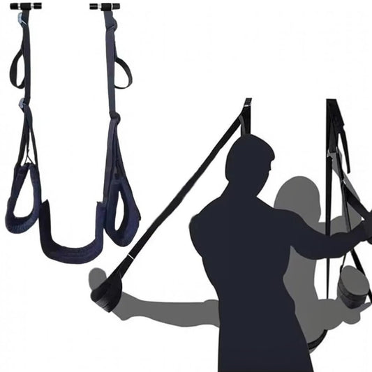 Arnés / Columpio para Puerta con Asiento, Esposas y Soportes para Piernas Acolchadas | Posiciones Sexuales | Ajustable | Negro | CJS-AR-17