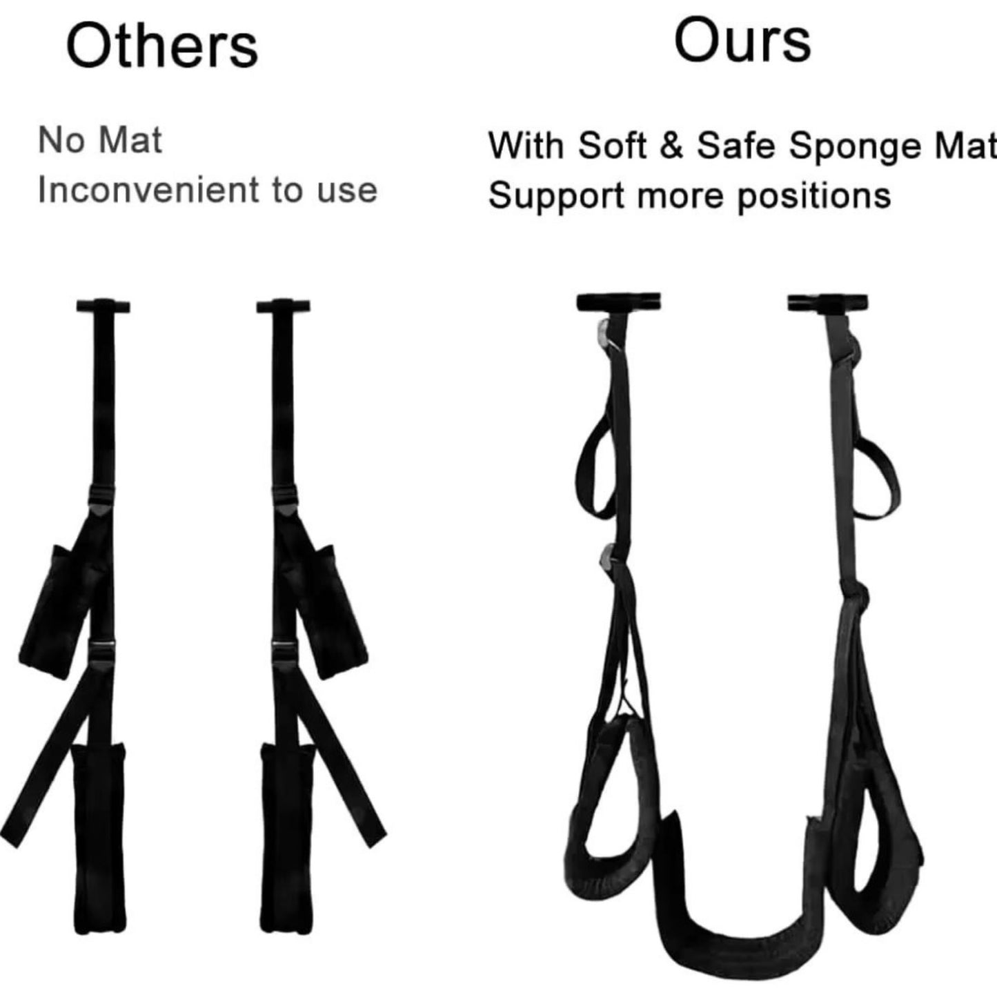 Arnés / Columpio para Puerta con Asiento, Esposas y Soportes para Piernas Acolchadas | Posiciones Sexuales | Ajustable | Negro | CJS-AR-17