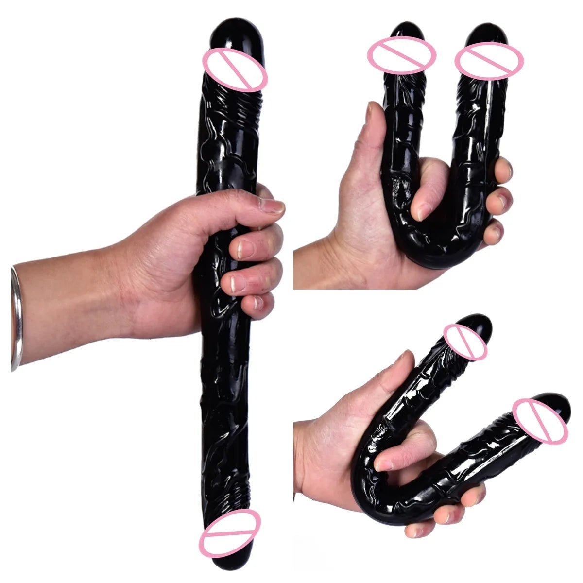 Dildo - Consolador | Doble Cabeza | S / M / L | Rosado / Morado / Negro / Transparente | TPE - Flexible | CJS-CO-11