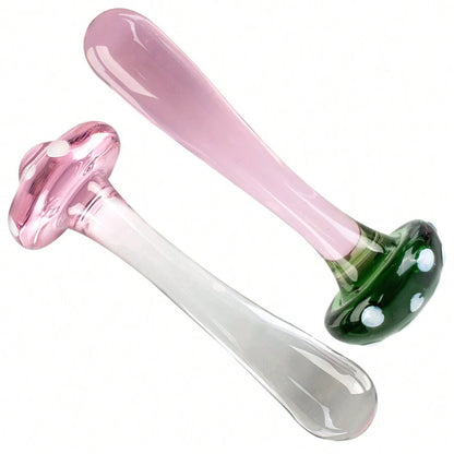 Dildo - Consolador | 14cm / 2.5cm | Hongo | Vidrio | Verde / Rosado | CJS-CO-31