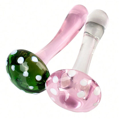 Dildo - Consolador | 14cm / 2.5cm | Hongo | Vidrio | Verde / Rosado | CJS-CO-31